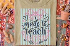 Made To Teach Png, Retro Striped Teacher Sublimation Png. Product Image 4