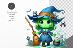 Halloween clipart, Witch doll clipart, Autumn clipart Product Image 1