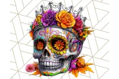Bright Sugar Skull PNG Clipart, Halloween Colorful Skull Png Product Image 5