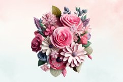 3d sublimation Pink Floral Bouquet Clipart Bundle, 3D Product Image 5