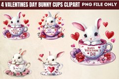 Valentines Day Bunny Cups Clipart PNG Product Image 1