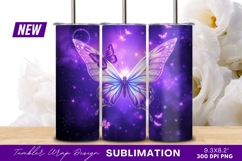 Purple Butterfly Galaxy Tumbler Png Design Product Image 1