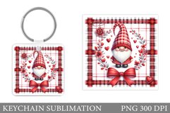 Valentines Gnome Keychain. Cute Gnome Keychain Sublimation Product Image 1