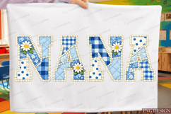 Mama Blue Patchwork Floral PNG Bundle,mama png Design Product Image 5