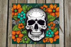 Skulls and flowers | 8 Halloween Skinny tumbler designs Product Image 5
