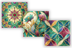 Luxury Stained Glass Mosaic Seamless Patterns, Gold Foil Product Image 5