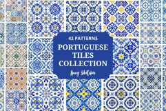 Portuguese Tiles Pattern Collection 42 Seamless Blue &amp; White Product Image 1