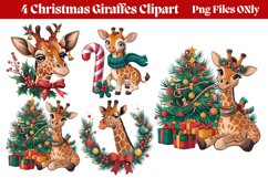 Christmas Giraffes Clipart PNG Product Image 1