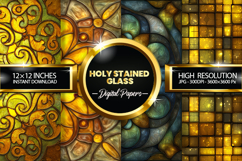 Holy Stained Glass Digital Papers - 04 variations Product Image 1