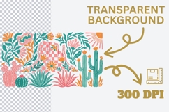 Desert Floral PNG, Boho Desert Landscape PNG, Southwestern C Product Image 2
