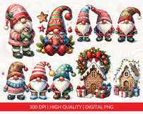 Watercolour Christmas Gnomes Sublimation Bundle Product Image 2
