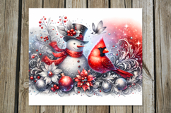 Cute Xmas snowman | vintage Skinny tumbler sublimation Product Image 5