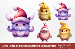 Little Christmas Monster Clipart Sublimation Product Image 1