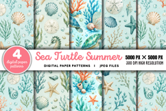 Sea Turtle Summer Seamless Pattern JPG Product Image 1