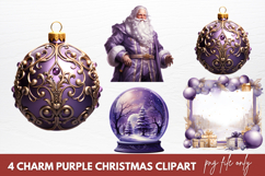 Charm Purple Christmas Clipart Sublimation Product Image 1
