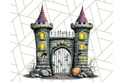 Halloween Buildings Clipart PNG, Haunted Houses Art Product Image 5