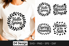 Hello Spring Floral Inspirational SVG PNG Product Image 1