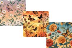 Summer&#039;s End Floral Butterfly Digital Paper, Digital Paper Product Image 5