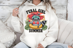Feral Girl Summer PNG, Funny Raccoon Sublimation Design Product Image 5