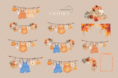 Fall Boho Baby Clothesline Clipart, Autumn Baby Outfit Product Image 4