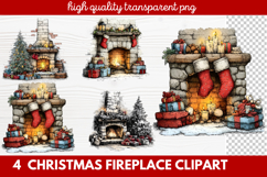 Cozy Christmas Fireplace Clipart | Holiday Mantel &amp; Winter Product Image 1