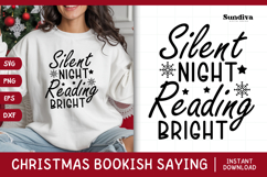 Christmas Bookish Quote SVG | Silent Night, Reading Bright Product Image 1