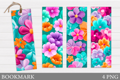 Floral Bookmark Design. Flowers Bookmark Sublimation Product Image 1