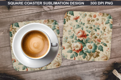 Flowers Coaster Sublimation, Spring Flowers Coaster PNG Product Image 1