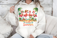 Hello Summer Flamingo PNG, Tropical Beach Sublimation Design Product Image 5