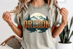 Oregon State PNG, Vintage Mountain Lake Forest Sublimation Product Image 5