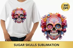 Sugar Skulls Sublimation, Day of The Dead png Product Image 2