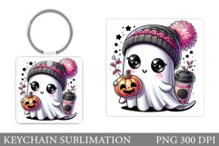 Cute Ghost Keychain Design. Cute Halloween Keychain Product Image 1