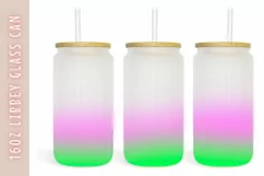 Green Pink Ombre 16oz Libby Glass Can Tumbler Wrap Product Image 1