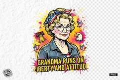 Funny Patriotic Grandma PNG Illustration Product Image 1