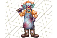 Creepy Clown Halloween PNG Clipart, Spooky Circus Art Product Image 5