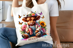 Moody Highland Cow PNG, Floral Soda Cup Sublimation Product Image 4