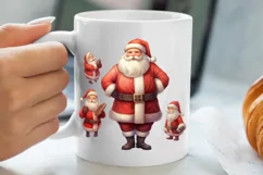 Watercolor Santa Claus Sublimation Clipart, Santa PNG Product Image 5