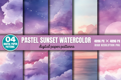 Pastel Sunset Watercolor Background Bundle PNG Product Image 6
