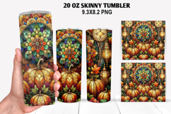 Pumpkins Skinny Tumbler 20oz Wrap Design, Halloween Tumbler Product Image 1