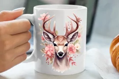 Watercolor Christmas Deer Head Clipart Sublimation Product Image 5
