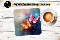 Butterflies and flowers Coaster design, Square Coaster Product Image 1