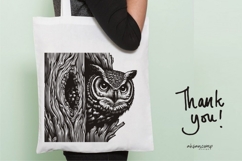 Owl Silhouette Woodcut Style Vector Illustration Product Image 5