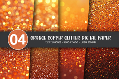 Orange Copper Glitter Digital Paper Product Image 1