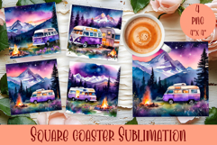 Landscape sublimation square coaster Sublimation Product Image 1