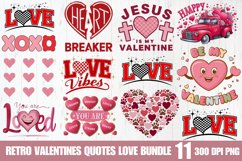 Retro Valentines Quotes Love Bundle PNG Product Image 1