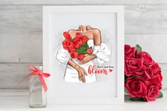 Clipart Tulips, Fashionable Girl with Tulips. Product Image 3