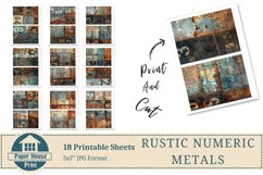 Rustic Numeric Metal Printable Paper, Weathered Metal Print Product Image 5