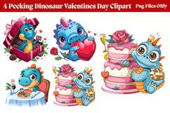 Peeking Dinosaur Valentines Day Clipart PNG Product Image 1