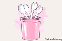 Pink Kitchen Coquette Kitchen Clipart PNG, Product Image 1