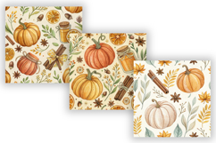 Pumpkin Spice Digital Paper Pack, Seamless Watercolor Product Image 5